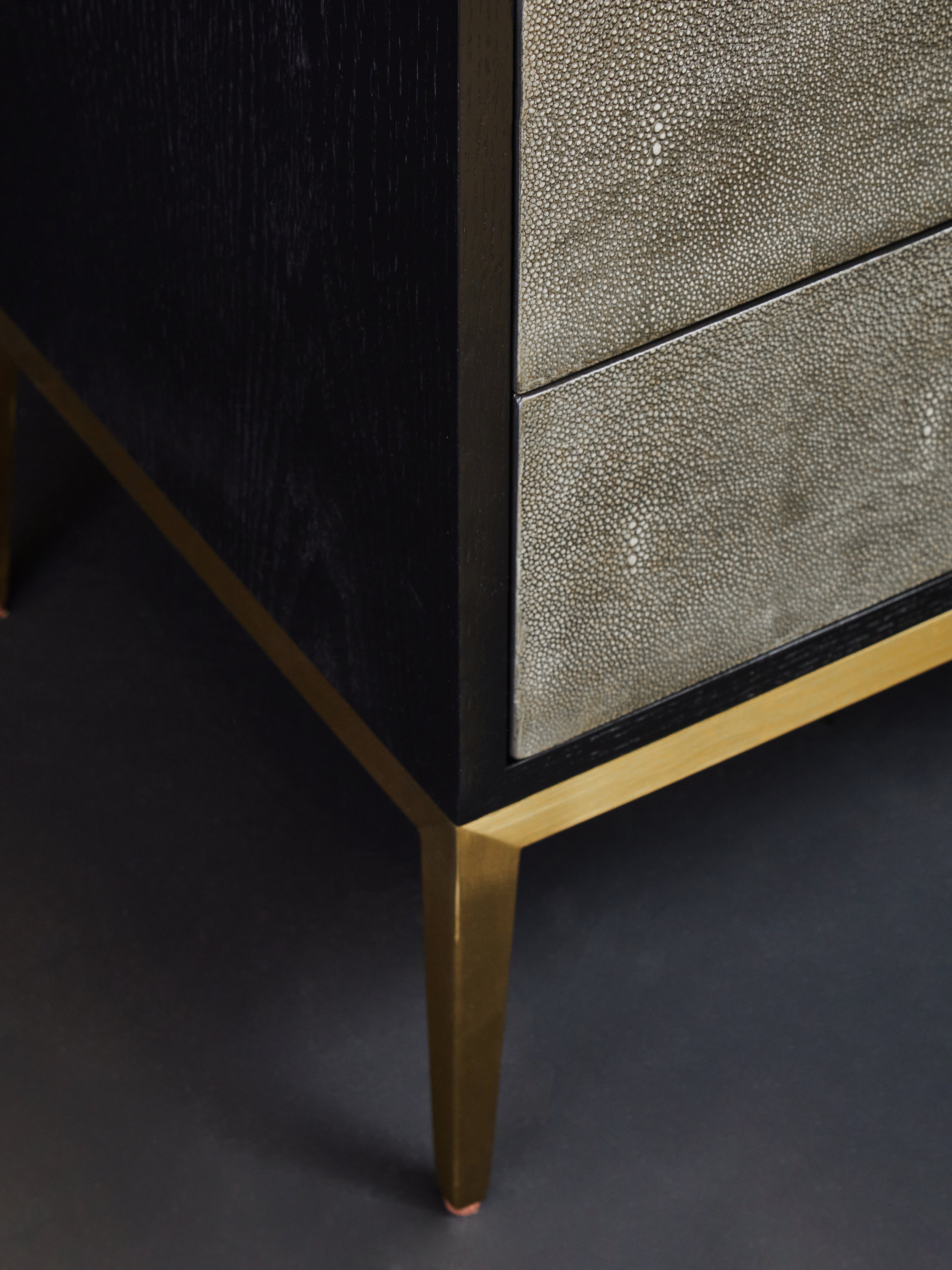 Roselle Grey Faux Shagreen Side Table | 2 Drawers